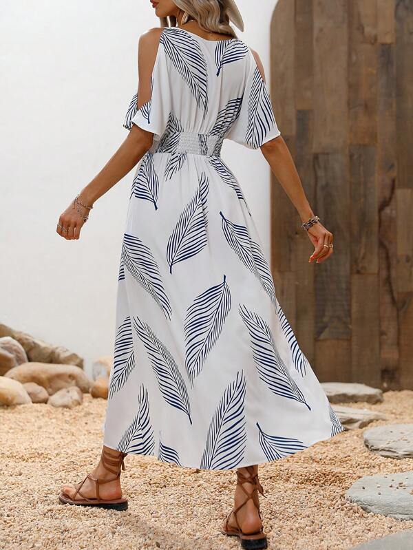 Veroni | Casual Short Sleeve V-Neck Midi Dress