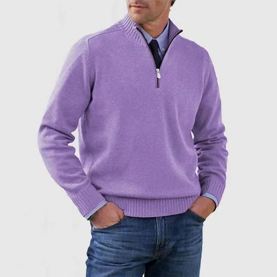 Elegant Men's Mid-Zip Jumper