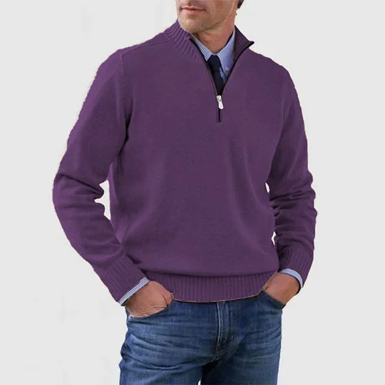 Elegant Men's Mid-Zip Jumper