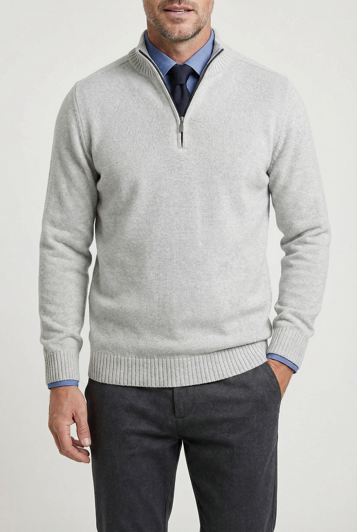 Elegant Men's Mid-Zip Jumper