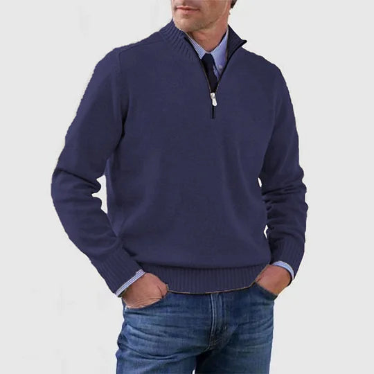 Elegant Men's Mid-Zip Jumper