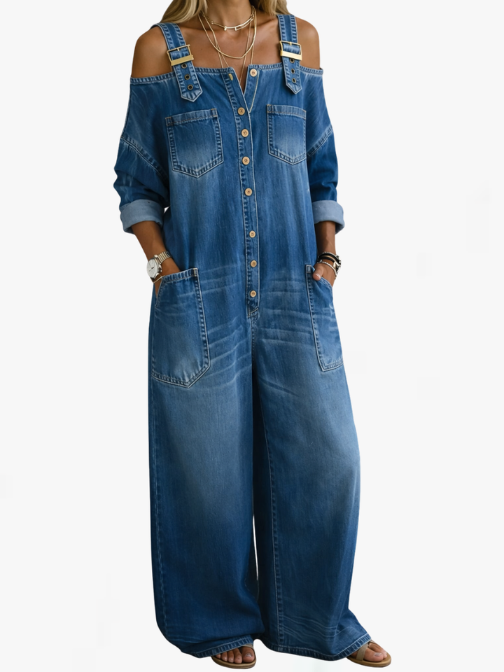 Sophia | Off Shoulder Denim Jumpsuit