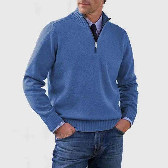 Elegant Men's Mid-Zip Jumper
