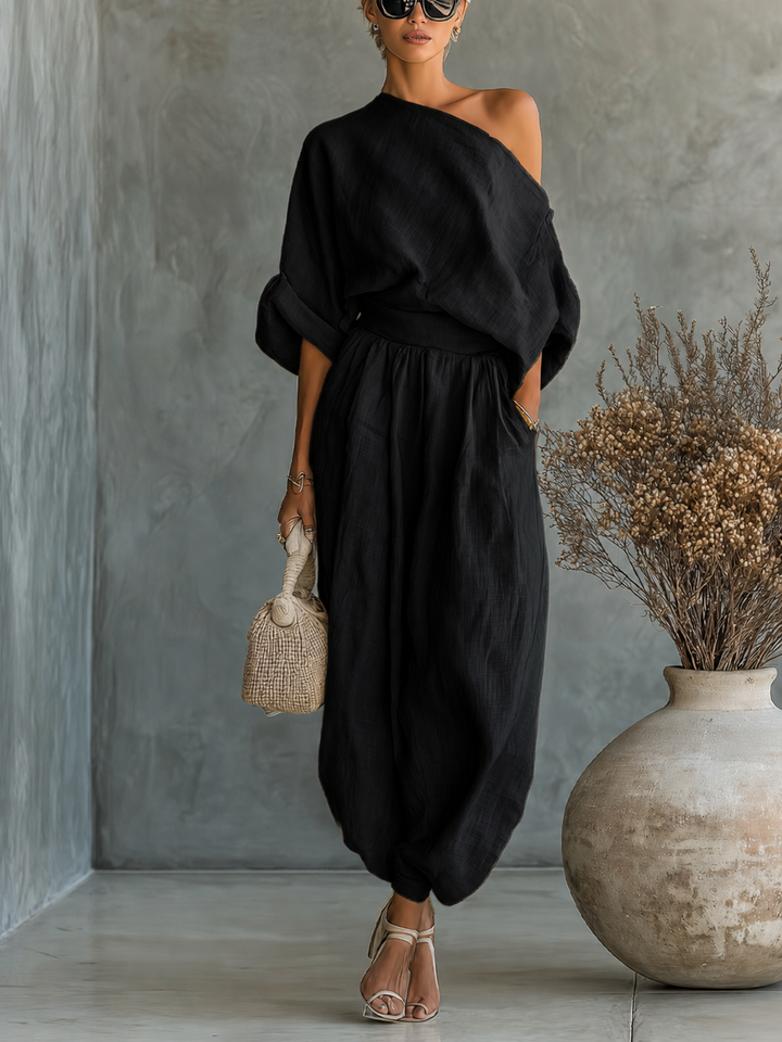 Lisa | Soft Off-Shoulder Top and Tapered Pants Set