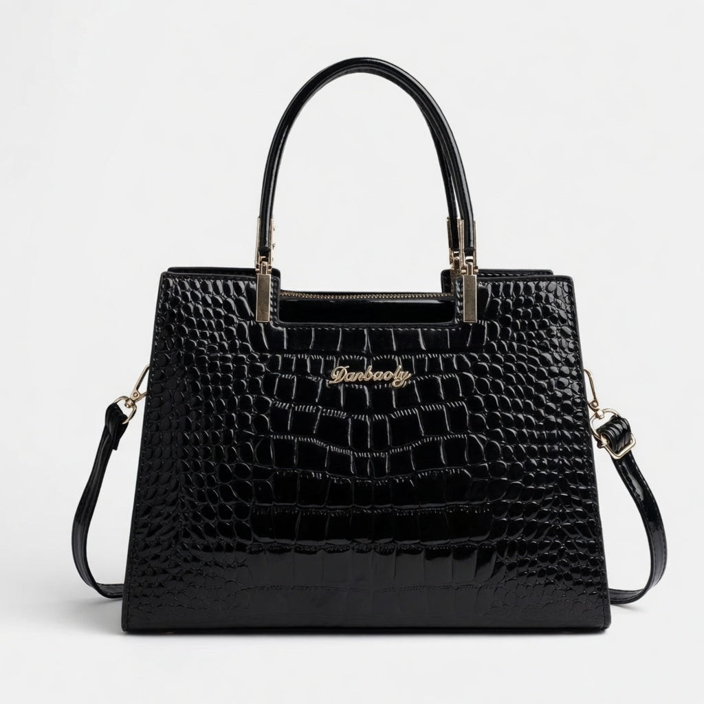 Maison Verdelle | Shiny Crocodile Skin Pattern Handbag